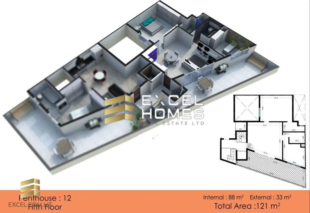 2 bedroom Penthouse in Gzira, Malta – 19263