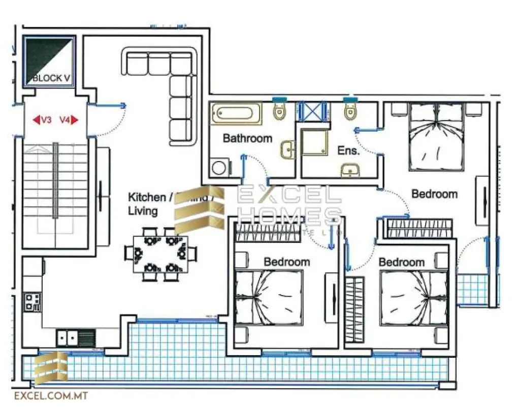 3 bedroom Apartment in Luqa, Malta – 26688