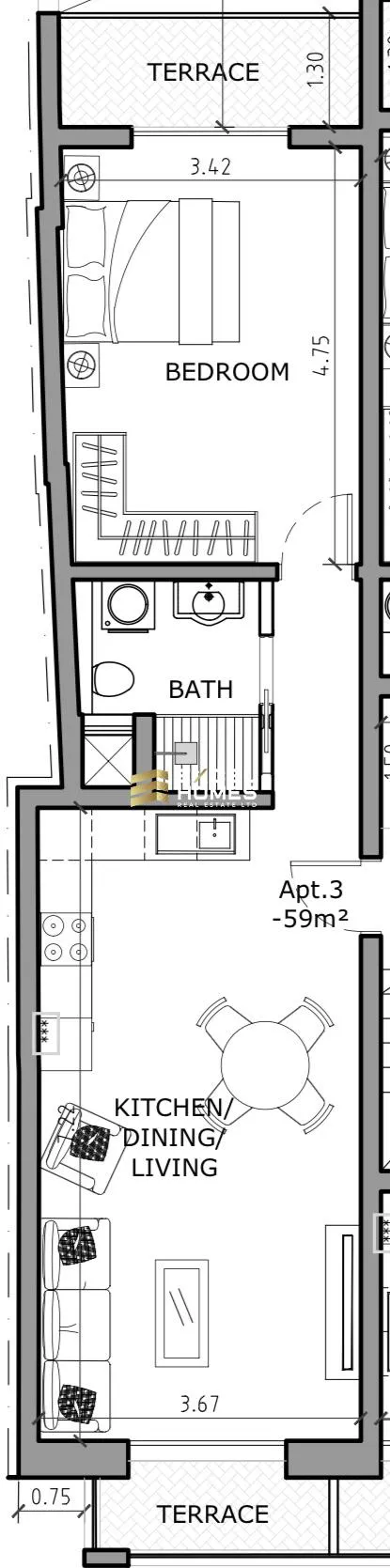 1 bedroom Apartment in Gzira, Malta – 62479