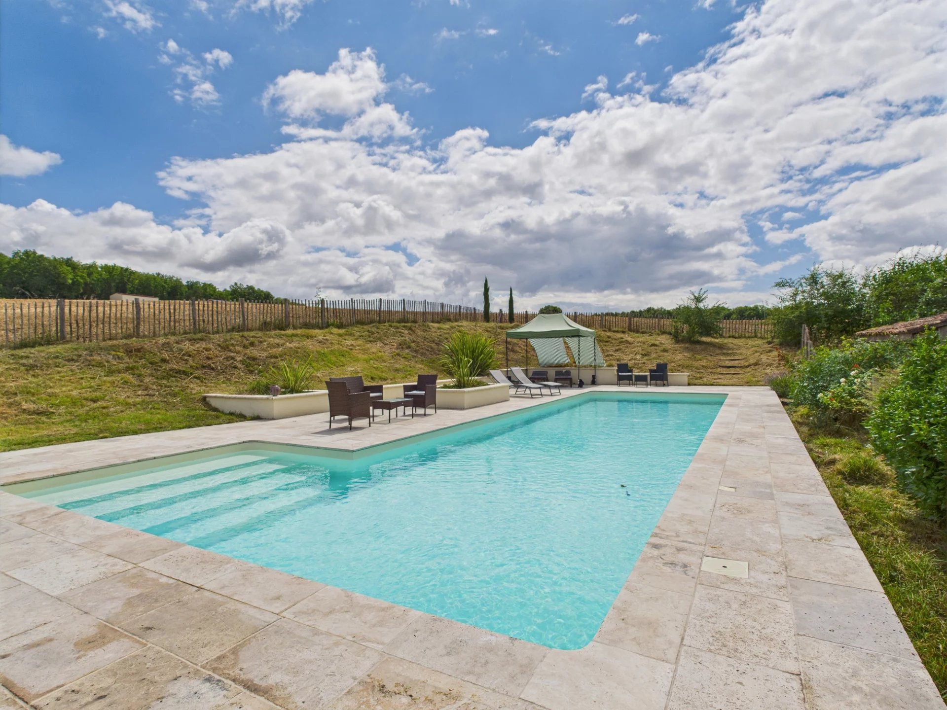 Idyllic Stone Farmhouse Amid Sunflower Fields, Aquitaine – France – BVI80786