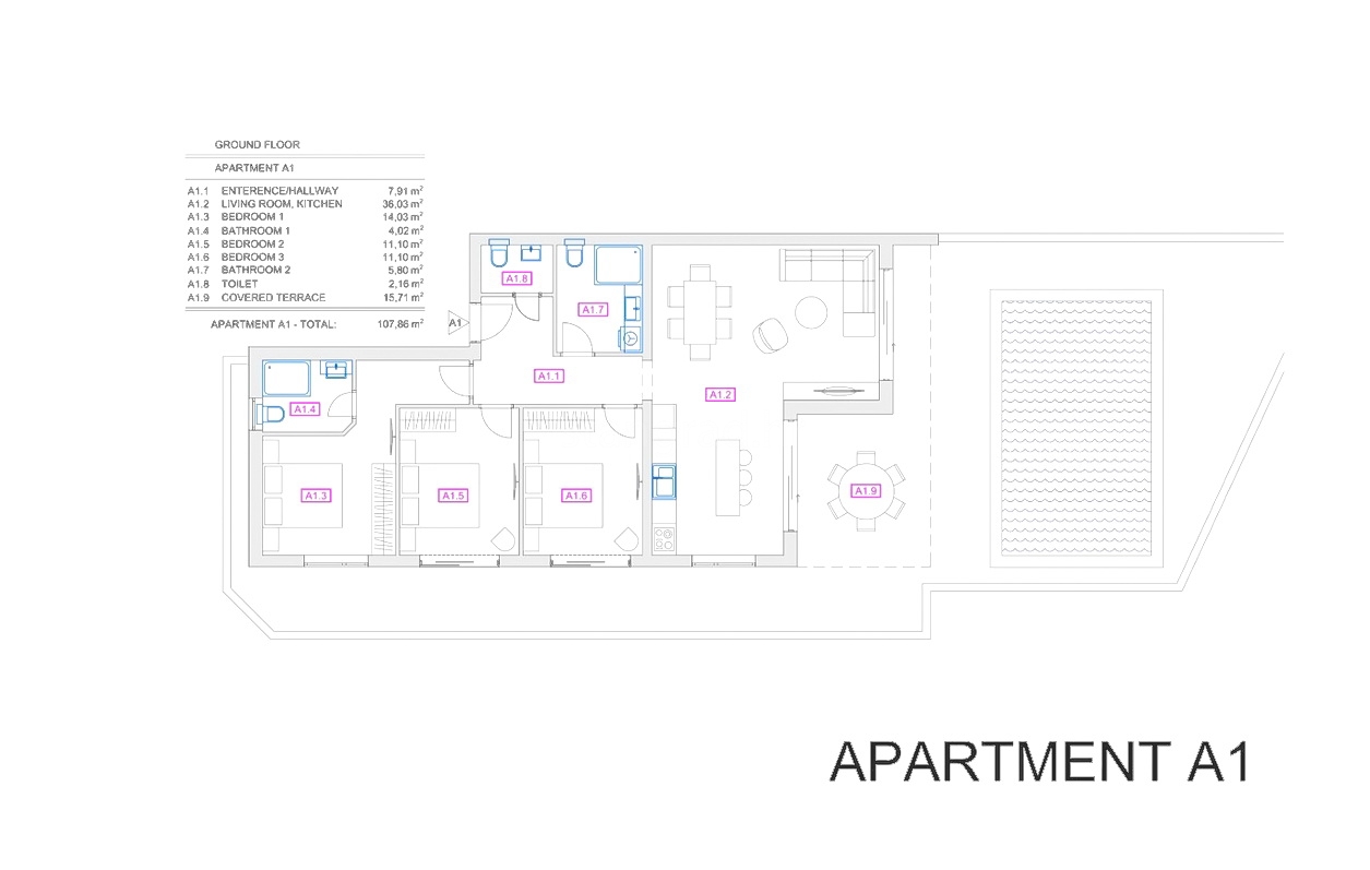 3 bedroom apartment in Vrbnik, Croatia – 103474