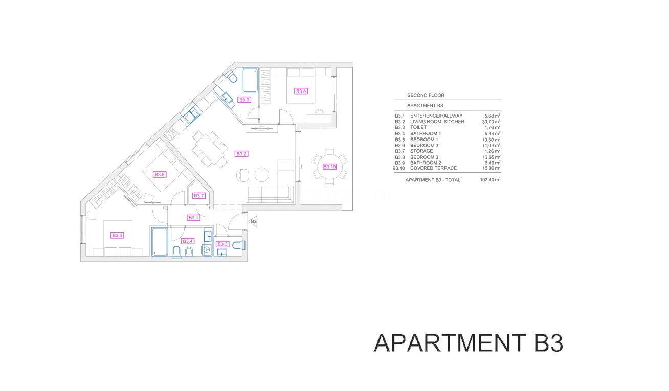 3 bedroom apartment in Vrbnik, Croatia – 103487
