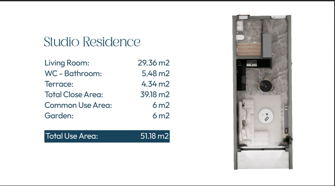 Prestigious Studio Apartments at Lagoon Verde Residences & Resort -ÖTÜKEN, Farmagusta, Northern Cyprus