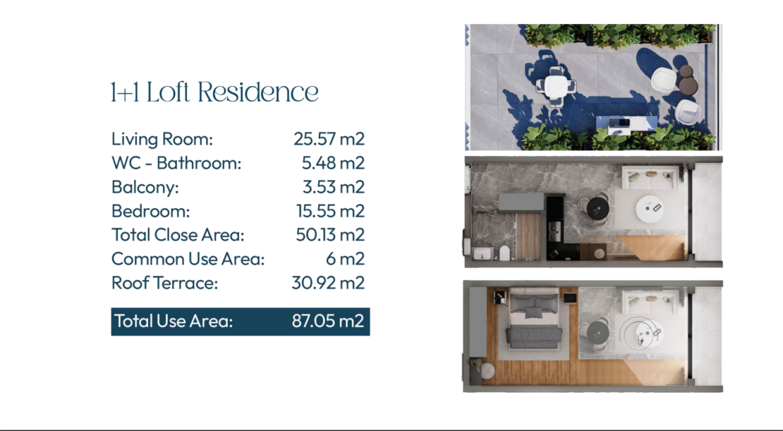 Prestigious Loft 1+1 Apartments at Lagoon Verde Residences & Resort -ÖTÜKEN, Farmagusta, Northern Cyprus