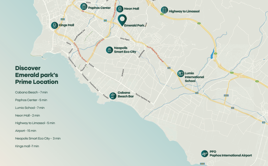 Elegant Emerald Resort Style Apartments- Studios to 3-Bedroom Apartments, just Minutes from the Beach and Paphos City Centre.