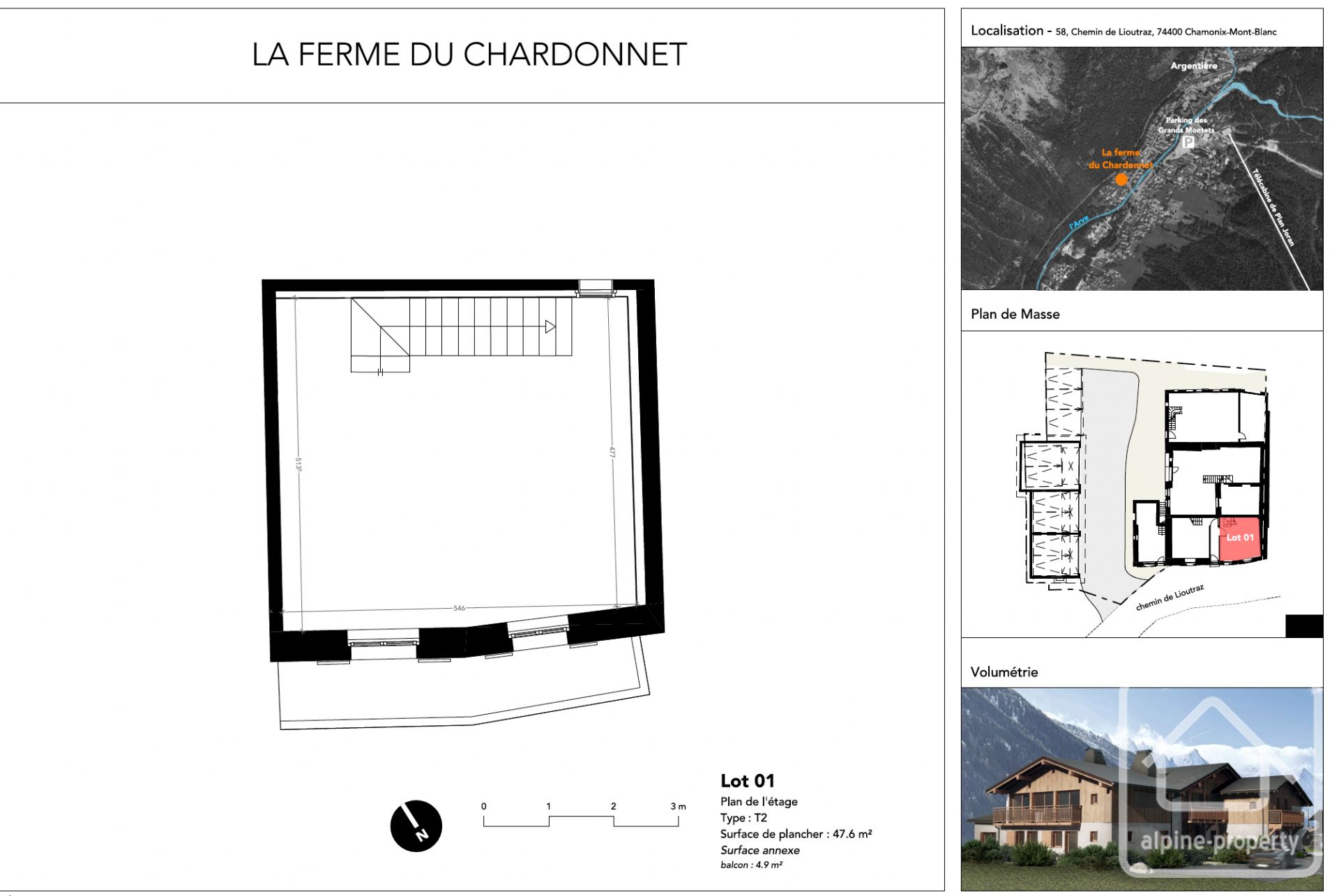 One Bedroom Shell Duplex Apartment In Newly Renovated Farm With Mont Blanc Views, Walking Distance To Bars, Restaurants And Ski Hire In The Beautiful Alpine Villlage Of Argentière, A Short Car Or Train Ride From Chamonix Town Centre. – CHARDONNET1
