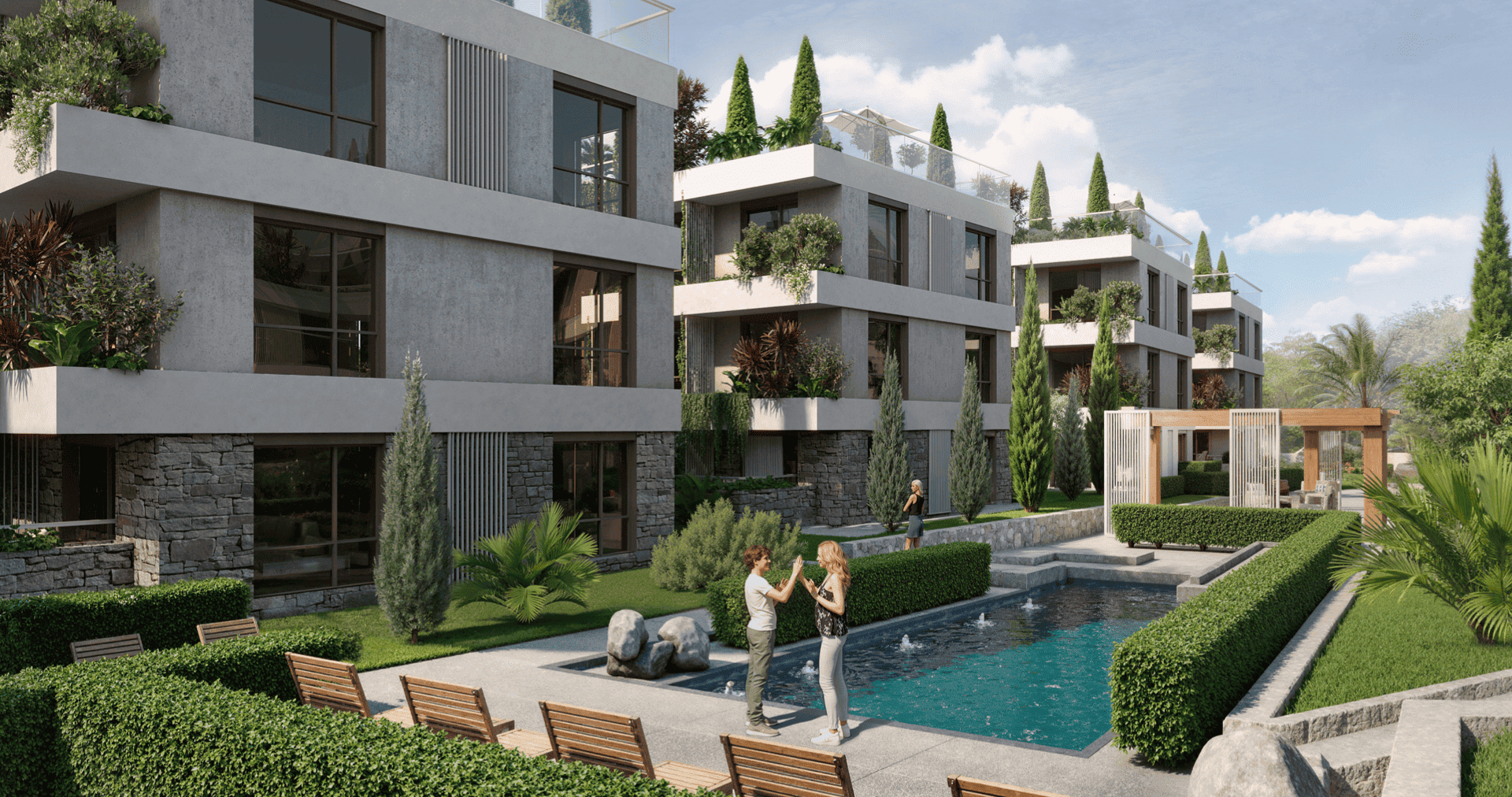 New luxury complex with pool in Tivat near the sea