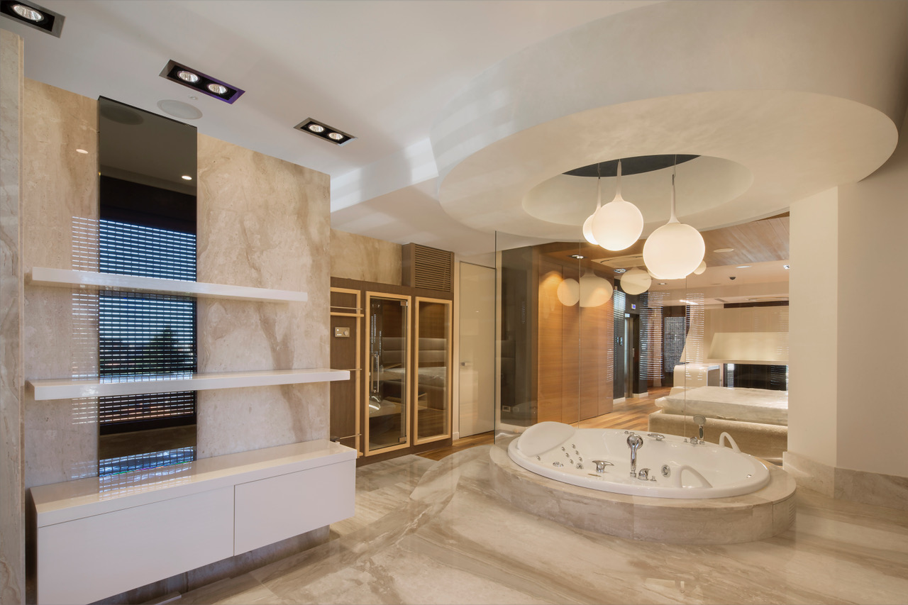 Super luxurious three-story triplex apartment with a jacuzzi and sauna