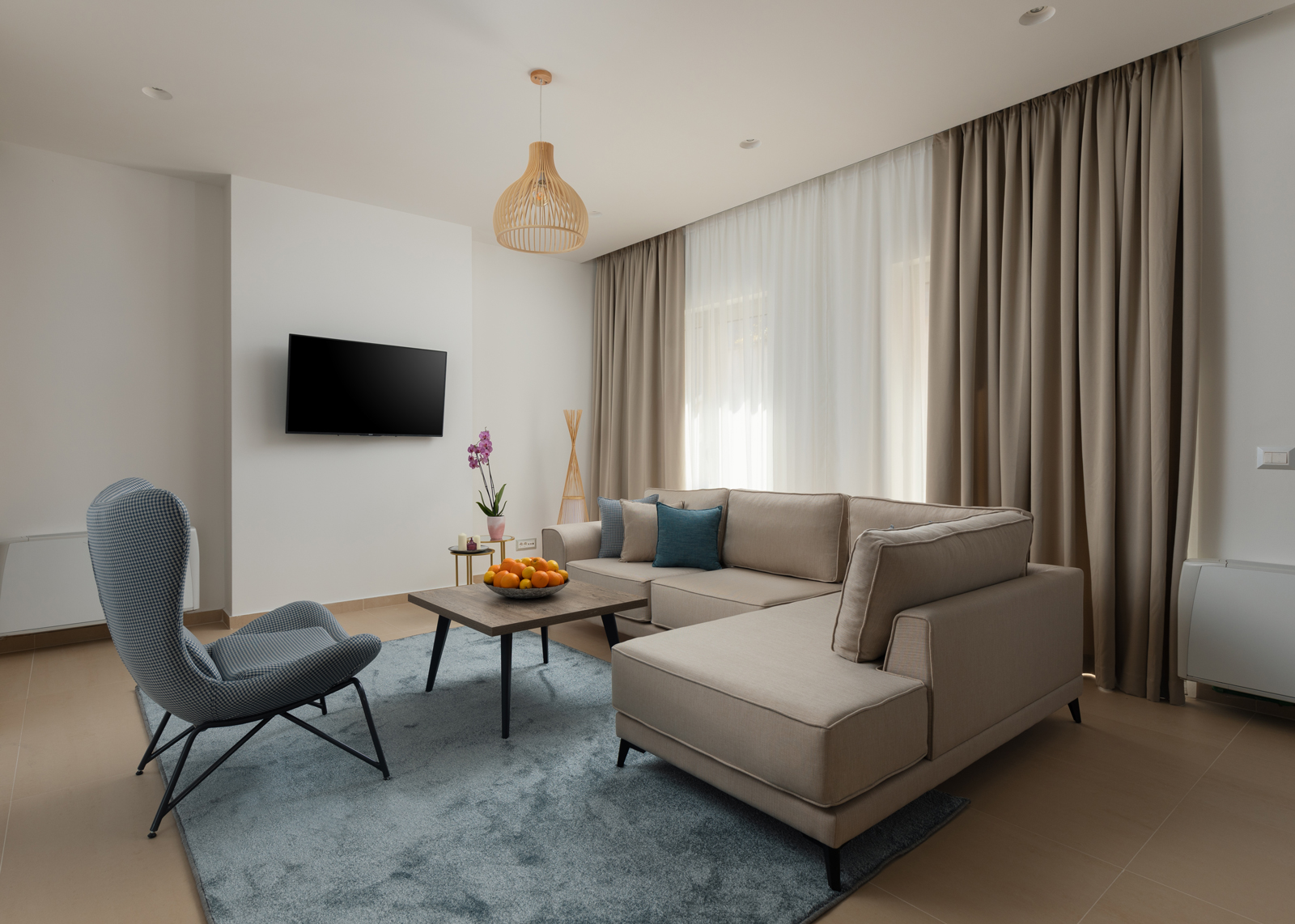 A complex of modern villas with a beautiful view