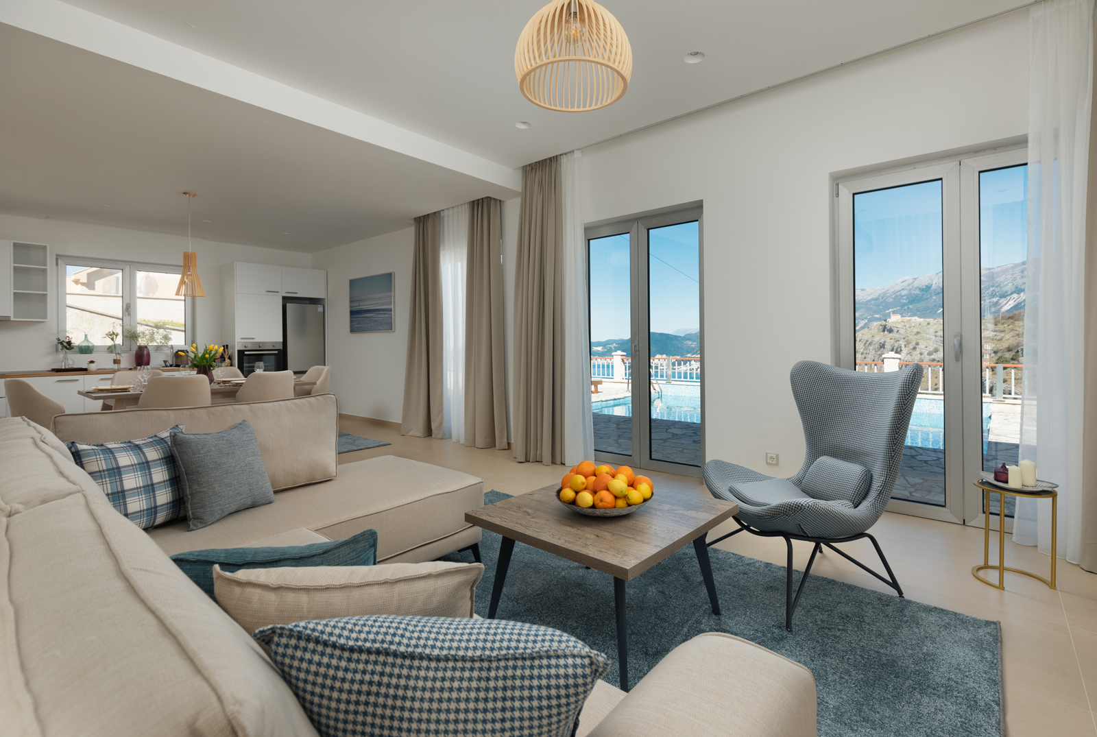 A complex of modern villas with a beautiful view