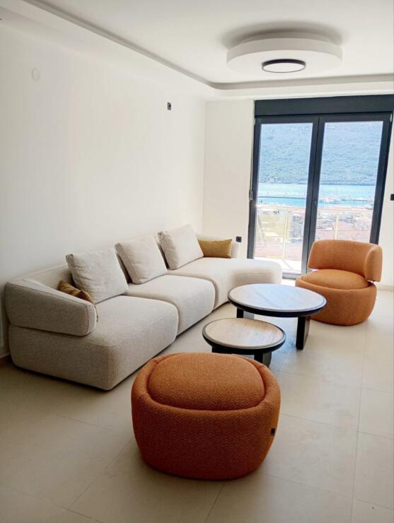 A luxurious one-bedroom apartment with a sea view in Djenovici, Herceg Novi, is for sale.