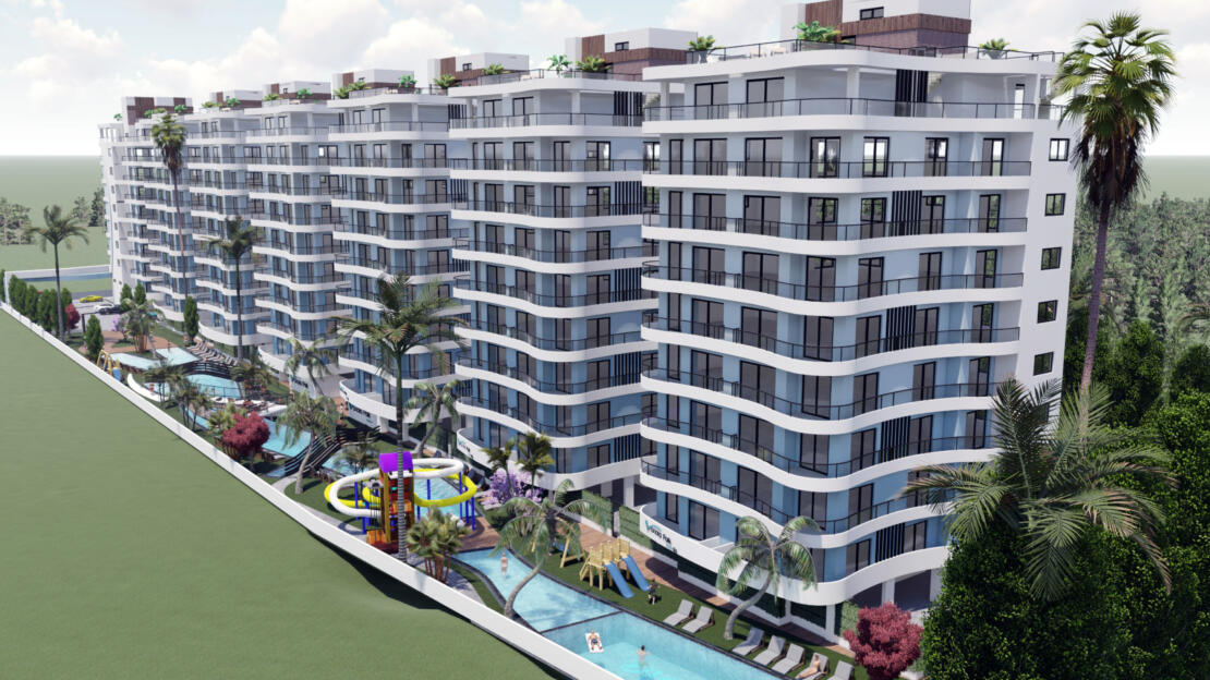 Sea & Pool Side Views – Vanora Park – 2 Bed Apartments, Northern Cyprus, Iskele- Long Beach