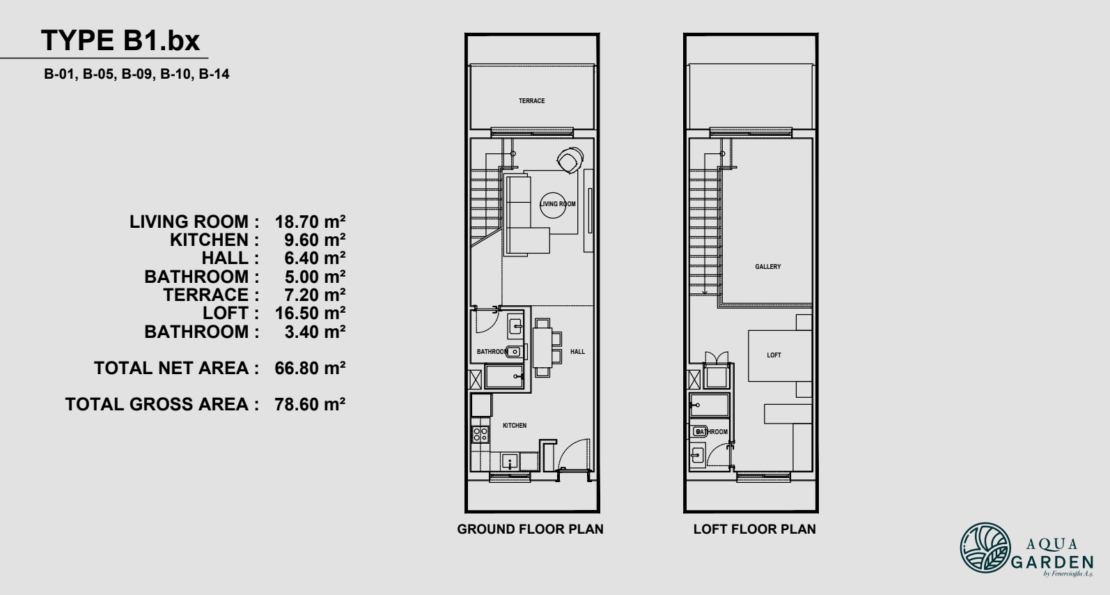 Aqua Garden – 1 + 1 Loft Apartment – Rental Guarantee 7% , Esentepe, Northern Cyprus