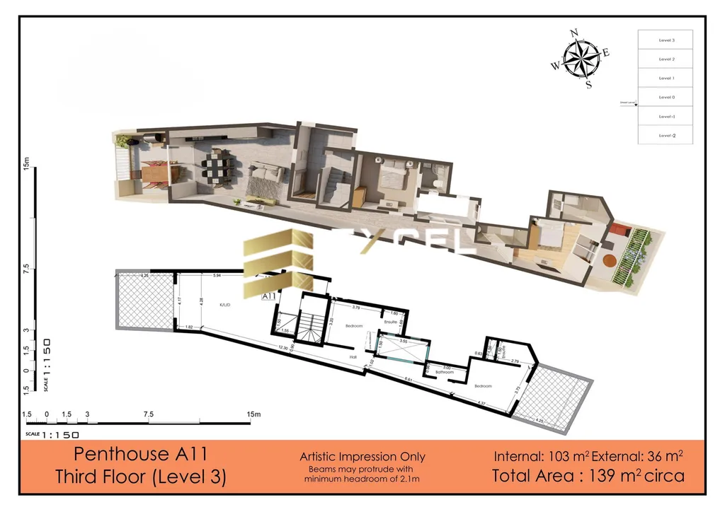 2 bedroom Penthouse in Nadur, Malta – 68130