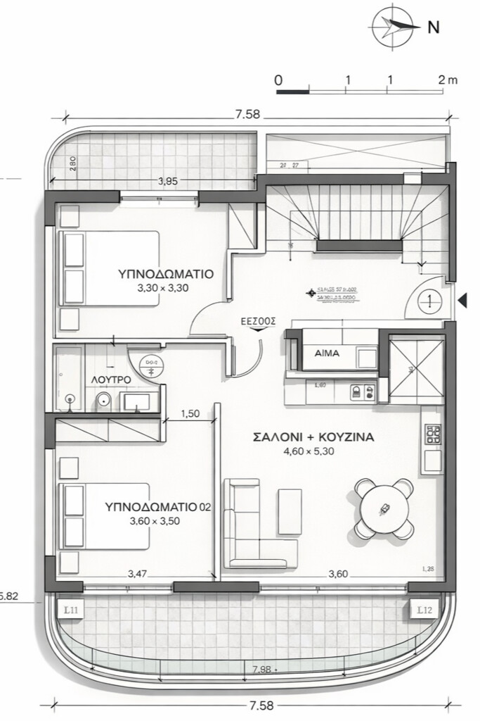 2 bedroom Flat in Neos Kosmos, Athens – Center, Greece – 65118