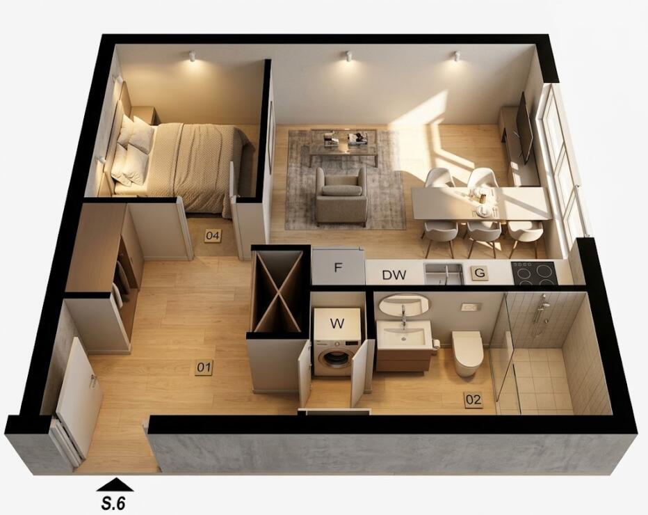 Studio 28 m² in a new building in Podkošljun, Budva